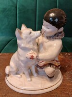 Lomonosov Orosz porcelán figura 'Barátság' kutya