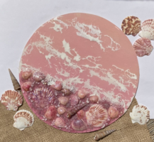 Pink resin mural inspired by the sea