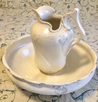 Antique sarreguemines u&c porcelain basin and jug
