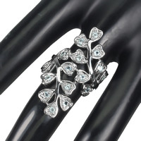 57 es Genuine Aquamarine 925 Silver Ring