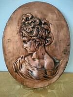 Artisan brass-plated ashtray with floral relief
