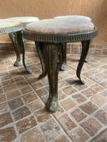 Old aluminum casting, wrought iron effect, upholstered chair, seat