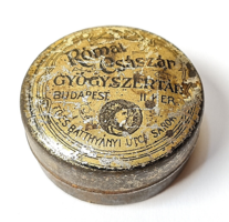 Antik, fém gyógyszeres doboz - Római Császár gyógyszertár II.ker.