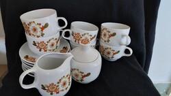 Alföldi icu patterned tea cups, sugar holder, spout