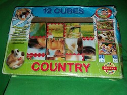Retro 12-cube farm animals cube puzzle game picture puzzle with the box as shown in the pictures
