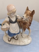 GDR German porcelain rosary and the wolf (Lippendorf) figure