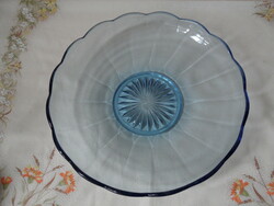 Blue glass cake plate, offering