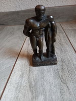 Old cast bronze statue: Hercules (12x6.8x4 cm)