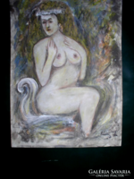 Ülő akt, papír, akvarell és ceruza- 29 x 21 cm - Lehoczky József