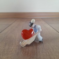 Régi Herendi szívet toló szerelmes legény mini figura