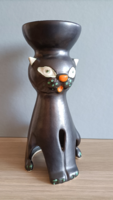 Industrial art company retro ceramic cat candle holder