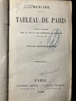 Tableau de paris. Etudes sur la vie et les ouvrages de mercier 1853 antique book in French