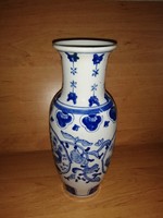 Blue patterned porcelain vase 25 cm high (4/d)