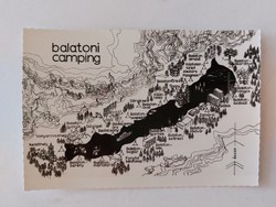 Old postcard Balaton camping map retro postcard