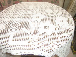 Beautiful hand crocheted antique floral stained glass curtain (lace tablecloth)