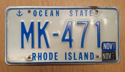 Régi amerikai rendszám rendszámtábla MK-471 Rhode Island Ocean State USA .
