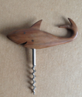 Teak, shark / fish shaped retro corkscrew