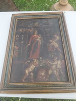Barokk festmény 16 sz. 40 cm x 56 cm. A képen látható állapotban . Gyüjteményi  darab  ﻿