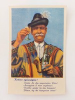 Old propaganda postcard Hungarian wine advertising postcard