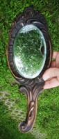 Antik Barokk rokokó stílusú kézi faragott tükör, kézitükör, eredeti tükörrel