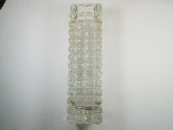 Retro old glass vase with convex pattern - 22.3 cm high