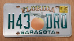 Régi amerikai rendszám rendszámtábla 346 HSC Florida Sarasota USA .