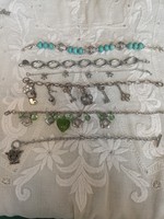 4 pieces of old handmade bracelets with minerals and crystals for sale!