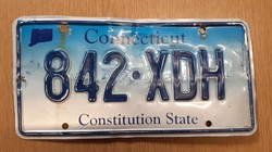 Régi amerikai rendszám rendszámtábla 842-XDH Connecticut Constitution State USA .