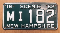 Régi amerikai rendszám rendszámtábla MI 182 New Hampshire Scenic USA .