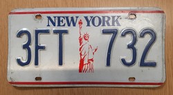 Régi amerikai rendszám rendszámtábla 3FT 732 New York USA .