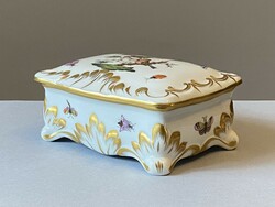 Herend porcelain 4-legged bird-painted rothschild bonbonier jewelry box with lid