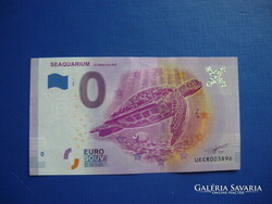 France 0 euro 2020 seaquarium turtle! Rare memory paper money! Unc!