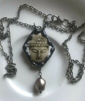 Buddha porcelain necklace - handmade
