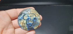 Monkey King. Giant carved Labradorite 116.25 Carats. With certification.