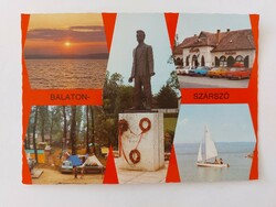 Old postcard Balatonszárszó retro photo postcard