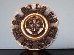 Hungarian applied arts bronze wall plate with stylized animal figures