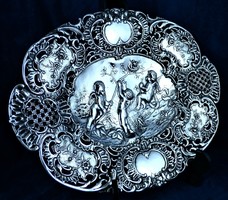 KÁPRÁZATOS, ANTIK, EZÜST KÍNÁLÓ, NÉMET, CA. 1890!!!