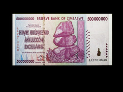 UNC - 500 000 000 DOLLÁR - ZIMBABWE - 2008 (Különleges és ritka nagycímletű bankjegy!)