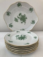 Thun porcelain cake set with green pattern