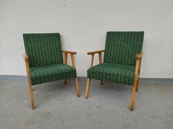 Retro fotel pár 2 darab zöld kárpitos fa karfás szék bútor 556 7460