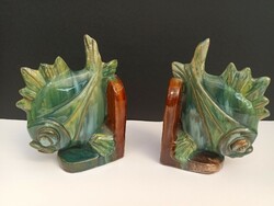 A pair of extremely rare hop artdeco fish bookends