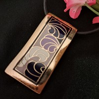 Gold-plated fire enamel pendant with chain 4 cm