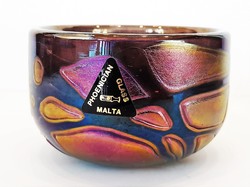 Irizáló művészi üveg tálka - Phoenician Glass, Málta