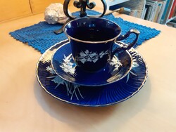Fena blue cobalt breakfast set cup small plate lily of the valley gilded
