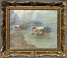Quality oil painting, Jenő Karpaty (1870-1950)!!!