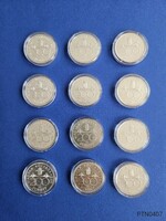 Silver HUF 200 lot (12 pcs) more beautiful pieces from circulation in a capsule