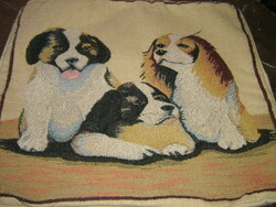 Beautiful woven puppy decorative pillow