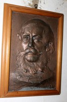 Signed bronzed metal large relief 371