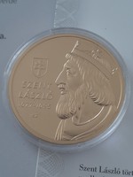 Saint László, the Knight King 24-carat gold-plated commemorative coin in unc capsule with 2012 certificate