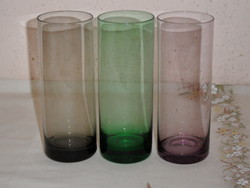 Retro colorful larger tube glass, glass ( 3 pcs. )